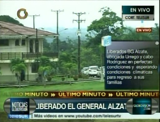 Liberan al general colombiano Alzate y a sus dos acompañantes