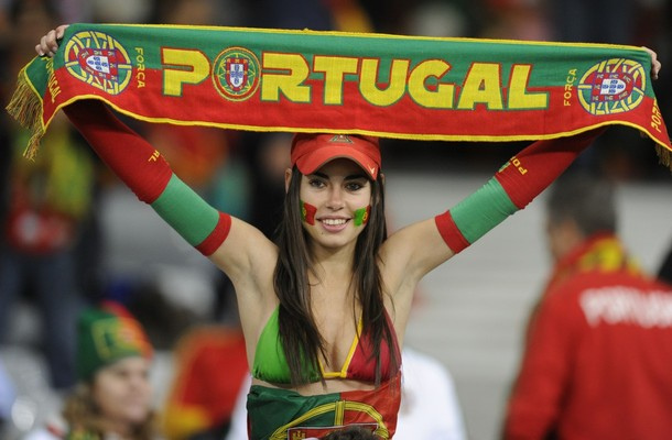 A supporter of Portugal waves the nation