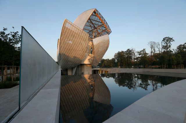 A general view shows the Fondation Louis Vuitton designed by architect Frank Gehry in the Bois de Boulogne