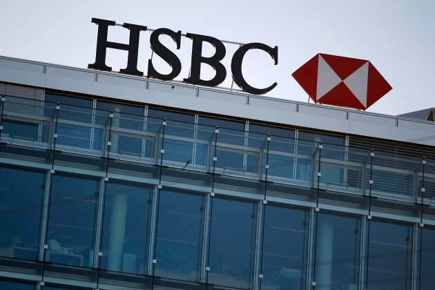 HSBC logo is pictured at a Swiss branch of the bank, in Geneva