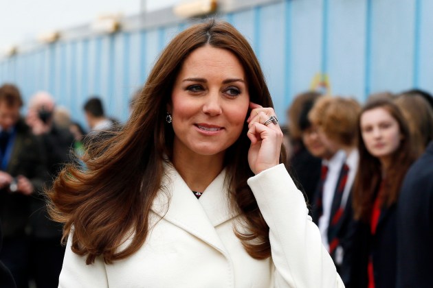 Britain's Catherine, Duchess of Cambridge, visits the construction site of the new Ben Ainslie Racing headquarters and Visitor Centre in Portsmouth