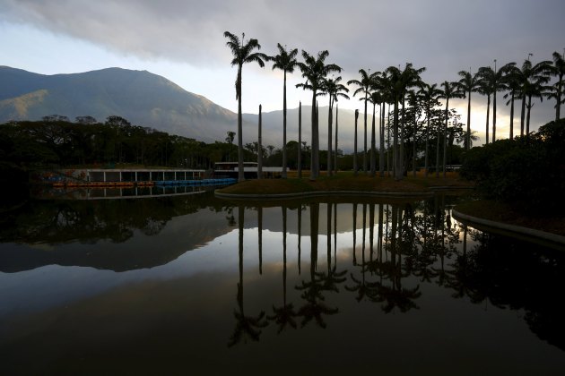 View of Avila mountain, also known as Waraira Repano, is seen at dawn from Parque Miranda in Caracas