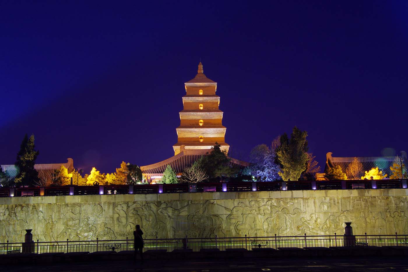 Dayan Pagoda is seen before Earth Hour in Xi'an, Shaanxi province, China, March 25, 2017. Picture taken March 25, 2017. REUTERS/Stringer ATTENTION EDITORS - THIS IMAGE WAS PROVIDED BY A THIRD PARTY. EDITORIAL USE ONLY. CHINA OUT. NO COMMERCIAL OR EDITORIAL SALES IN CHINA.