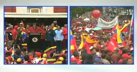 El presidente Nicolás Maduro en la manifestación chavista de este martes (Captura)