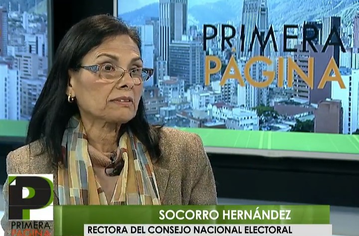 Socorro Hernández, rectora principal del Consejo Nacional Electoral // FOTO captura video