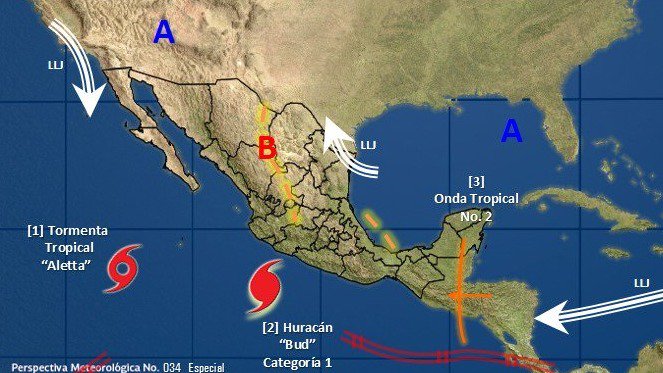 Image result for Se forma el huracÃ¡n Bud frente a las costas mexicanas del PacÃ­fico