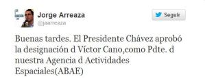 Chávez nombra nuevo presidente “espacial” a través del Twitter de Arreaza