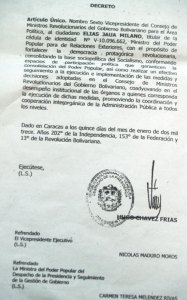 Firma de Chávez en Gaceta lo sitúa en Caracas
