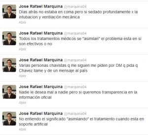 Los más recientes tuits del doctor Marquina sobre la salud de Chávez