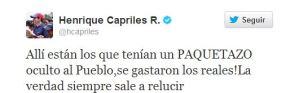 Los primeros tuits de Capriles tras el anuncio de devaluación