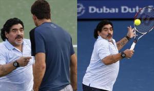 Maradona y Del Potro se echaron un partidito de tenis