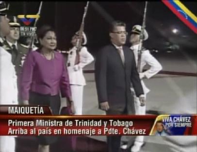 Primera Ministra de Trinidad y Tobago llega a Venezuela para homenajear a Chávez