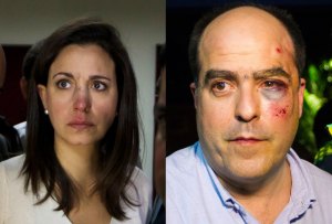 IMPACTANTE: Los rostros de María Corina Machado y Julio Borges luego de la salvaje agresión oficialista