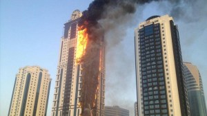 Arde un rascacielos de 40 plantas en la capital de Chechenia (FOTOS)