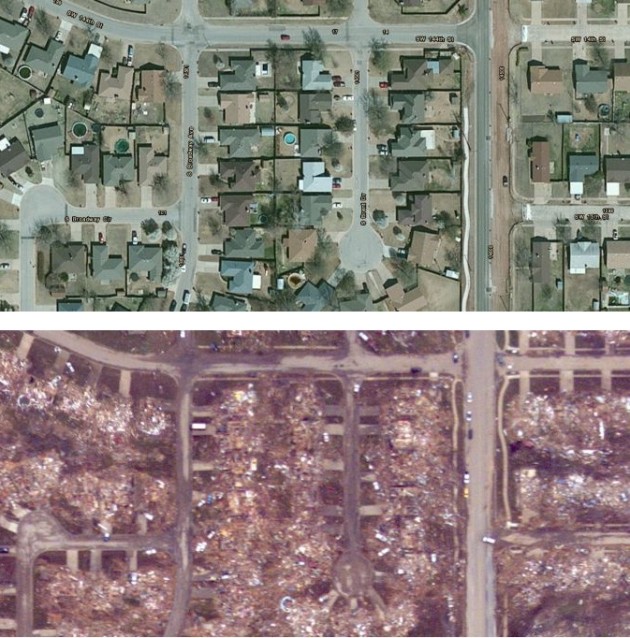 Imágenes del antes y después del devastador tornado de Oklahoma (INCREIBLE)