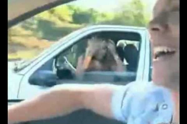 Piden a una chica mostrar las lolas desde un carro en movimiento… (Video del accidente + cocos derramados)