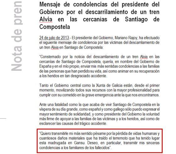 El grave error de Rajoy al enviar las condolencias (Imagen)