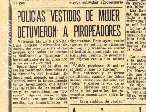 “Policías vestidos de mujer detuvieron piropeadores”… en 1964 (la patria que teníamos)