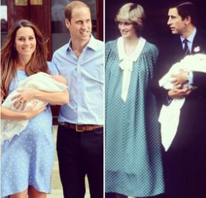 Diana y Kate lucieron un vestido similar en el nacimiento de sus hijos (Foto)