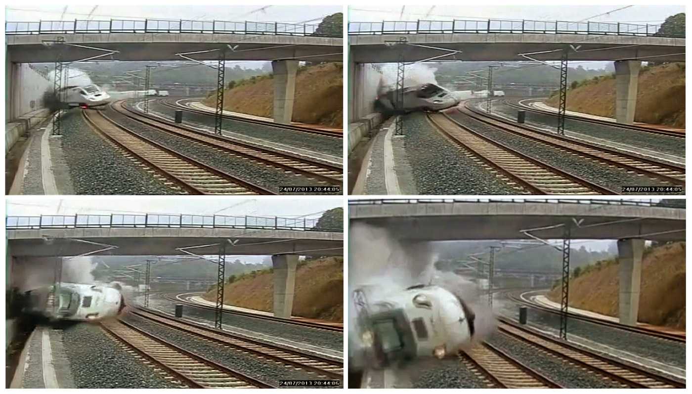 Así descarriló el tren de Santiago de Compostela (Impactante video)