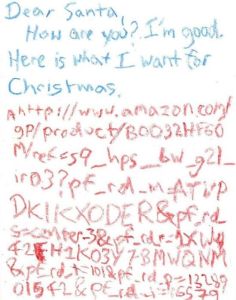 Niño le escribe carta a Santa con el enlace a Amazon donde venden el juguete (Imagen)