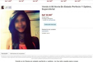 Capitalista extremo vende a su novia por MercadoLibre en 50.000 Bs (Fotos)