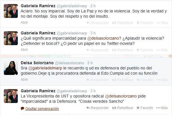 Defensora del Pueblo se agita porque Delsa Solórzano le pide imparcialidad (Imagen)