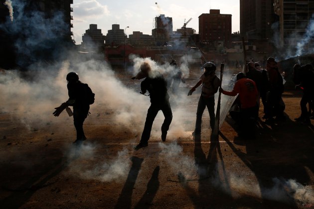Anti-government protesters clashes with police at Altamira square in Caracas