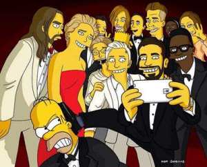 Los Simpsons recrean el “selfie” de los Oscar (Foto)