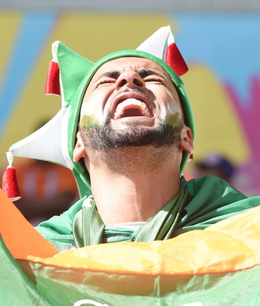Un partidario de aplausos Argelia antes de que el grupo de la Copa Mundial de la FIFA 2014 (Peter Powell / EFE)