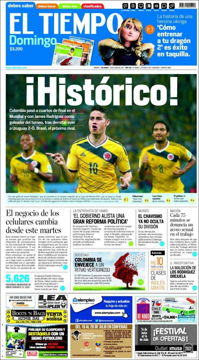 Así destacan los diarios colombianos el triunfo de su selección (Fotos) -  