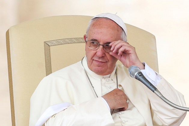 Pope Francis looks on during his Wednesday general audience in Saint Peter's square at the Vatican