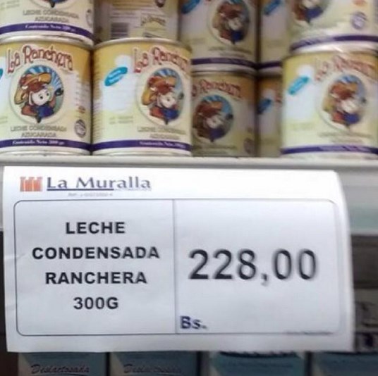 ¡Susto!.. el precio de la lata de leche condensada es para estar a dieta (Foto)