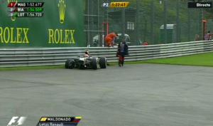 Apenas tres vueltas y Maldonado ya abandonó el GP de Bélgica