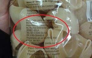 Venden en Galicia pasta italiana con empaque de importación a Venezuela