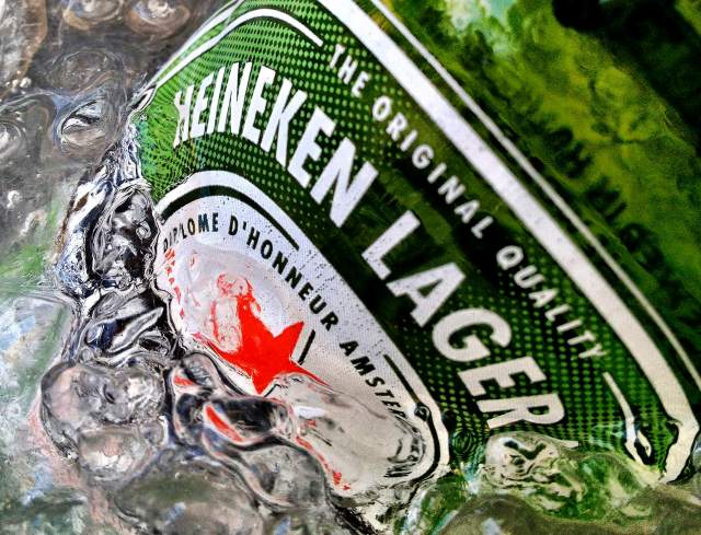 File photo shows a bottle of Heineken beer in ice in Singapore