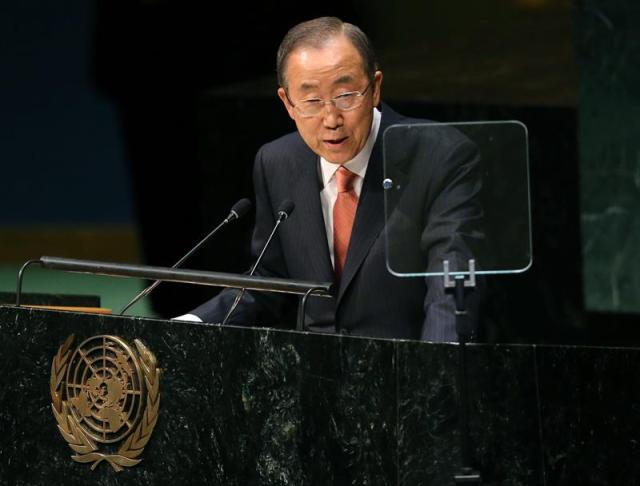 Ban Ki-moon, durante su intervención en la ONU. EFE