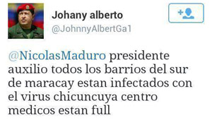 Camarada pide auxilio a Maduro por chikungunya en Maracay (a Tareck no le gusta esto)