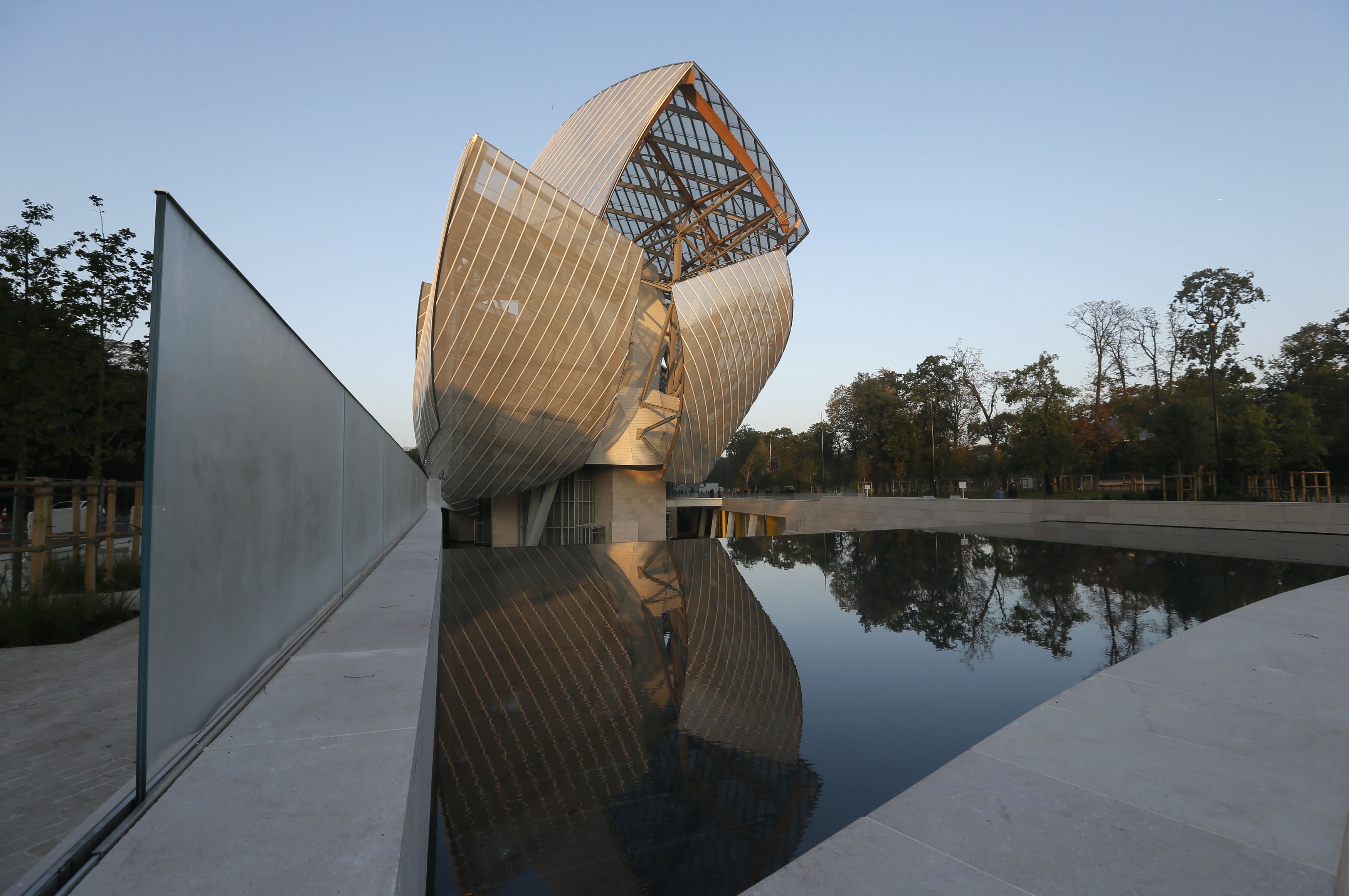 A general view shows the Fondation Louis Vuitton designed by architect Frank Gehry in the Bois ...