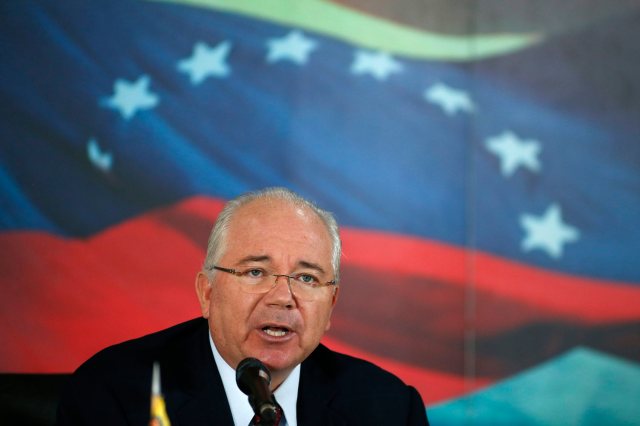 Venezuela's Foreign Minister Rafael Ramirez speaks during a news conference in Caracas