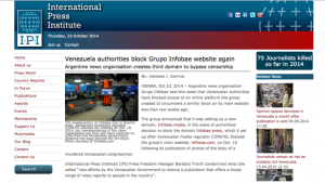 Instituto Internacional de Prensa condena censura a Infobae en Venezuela
