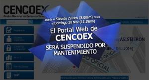 Portal de Cencoex permanecerá en mantenimiento