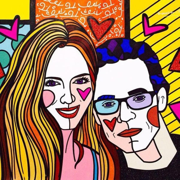 Marc Anthony y Shannon de Lima pintados por Romero Britto / peopleenespanol.com