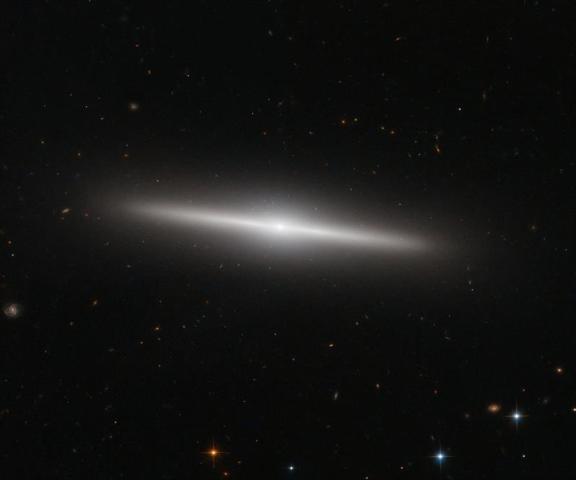 Imagen tomada desde el Telescopio Espacial Hubble de la galaxia IC 335 en frente de unas galaxias distantes. EFE/ESA/HUBBLE AND NASA