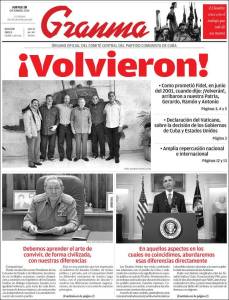 ¡Volvieron! Destaca la portada del diario cubano Granma