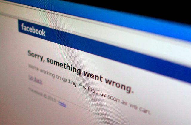 Illustration file photo of a Facebook error message in a computer screen in Singapore