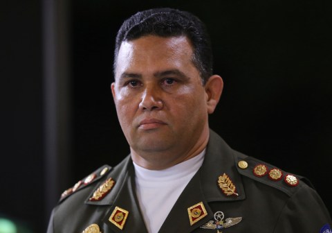Venezuela's General Gustavo Gonzalez stands during a national TV broadcast in Caracas