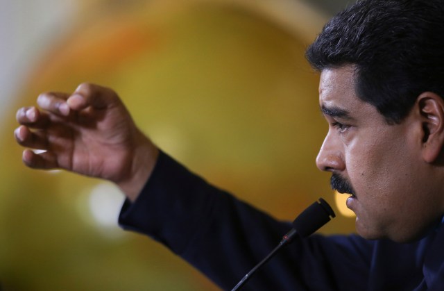 Venezuela's President Nicolas Maduro speaks during a national TV broadcast in Caracas