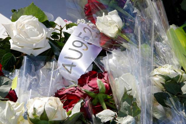 Flowers with the Germanwings flight number are seen at the memorial for the victims of the air disaster in the village of Le Vernet, near the crash site of the Airbus A320 in French Alps