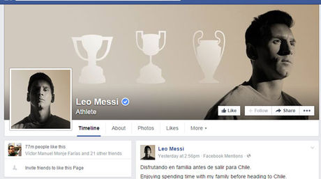 Messi es el jugador de la Copa América más popular en Facebook